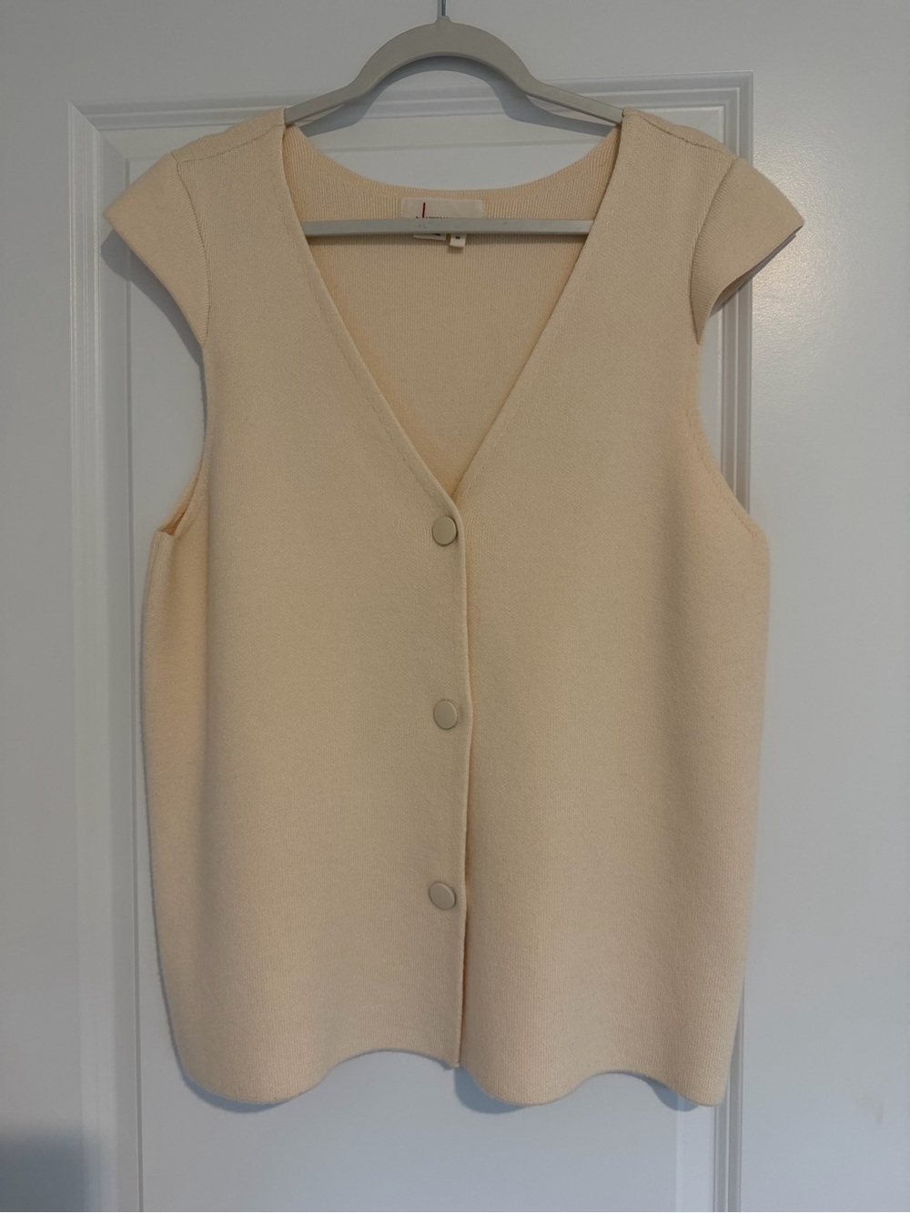 Cream V-Neck Button-Front Women’s Sweater Vest